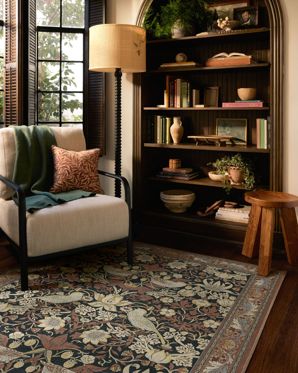 Strawberry Thief Black & Amber Rug by Morris & Co.