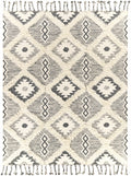Sultan Charcoal/Beige Tribal Tassel Wool Rug - Clearance