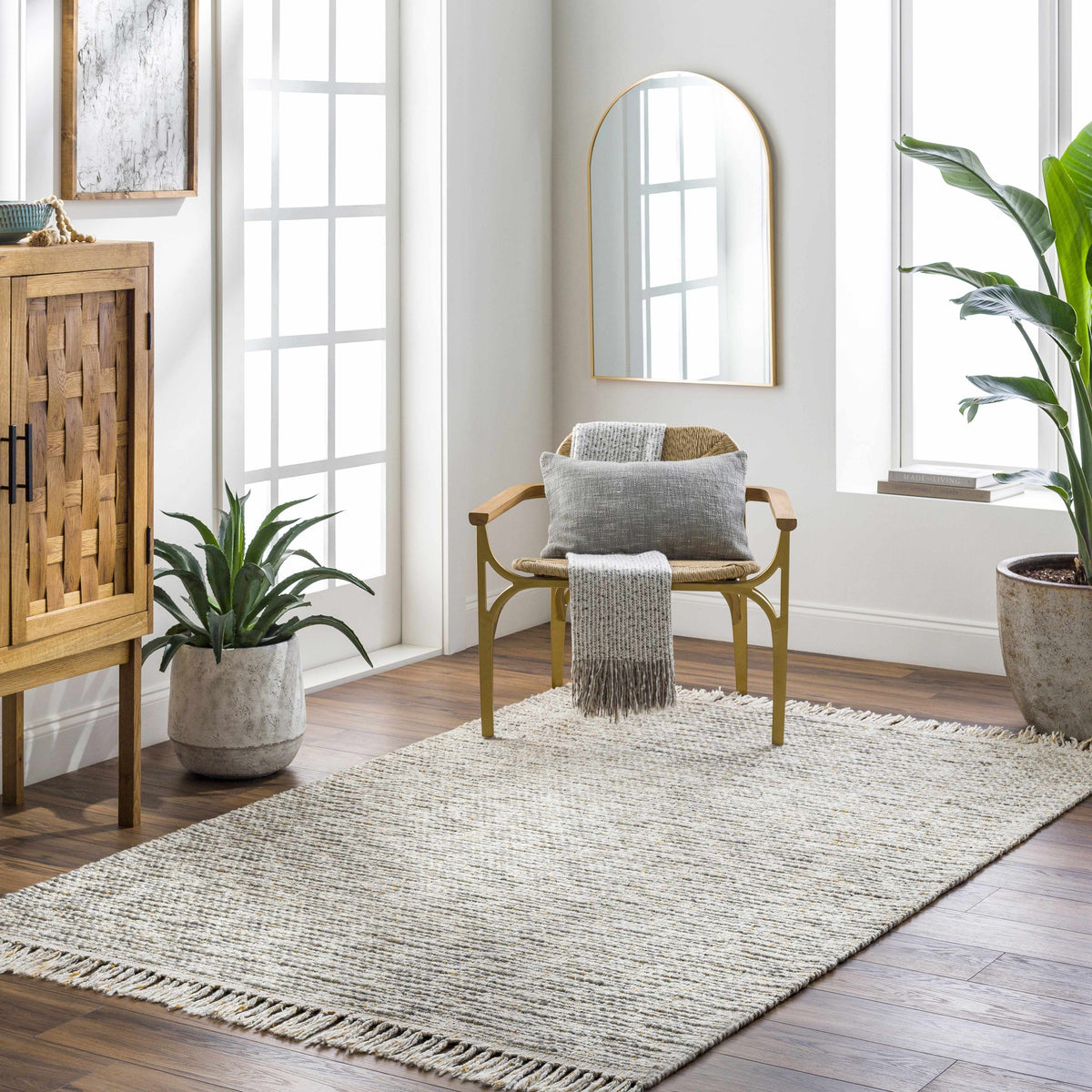 Amiel Beige Hand Woven Area Rug - Clearance