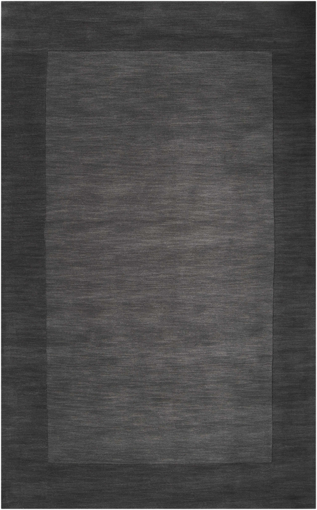 Bordered Solid Black Charcoal Wool Rug