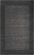 Bordered Solid Black Charcoal Wool Rug
