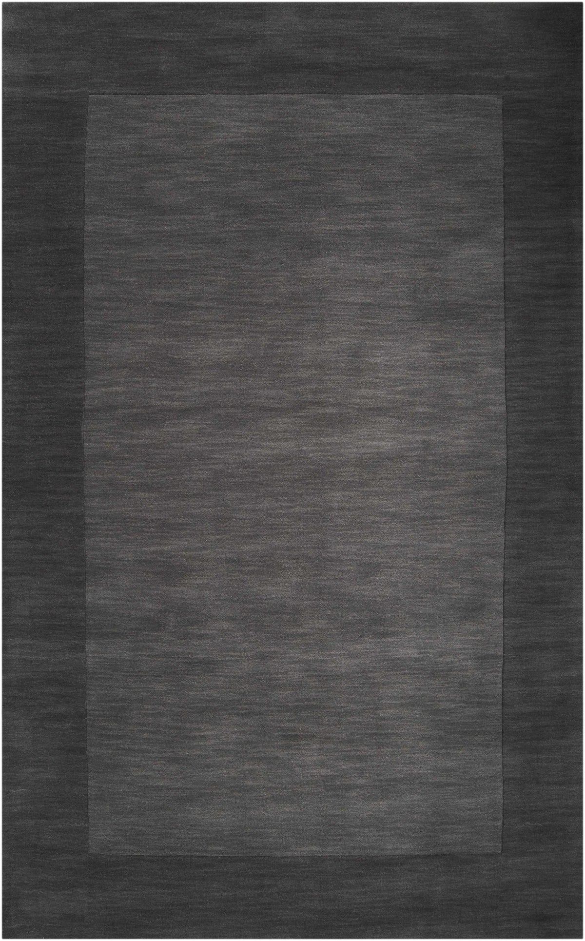 Bordered Solid Black Charcoal Wool Rug