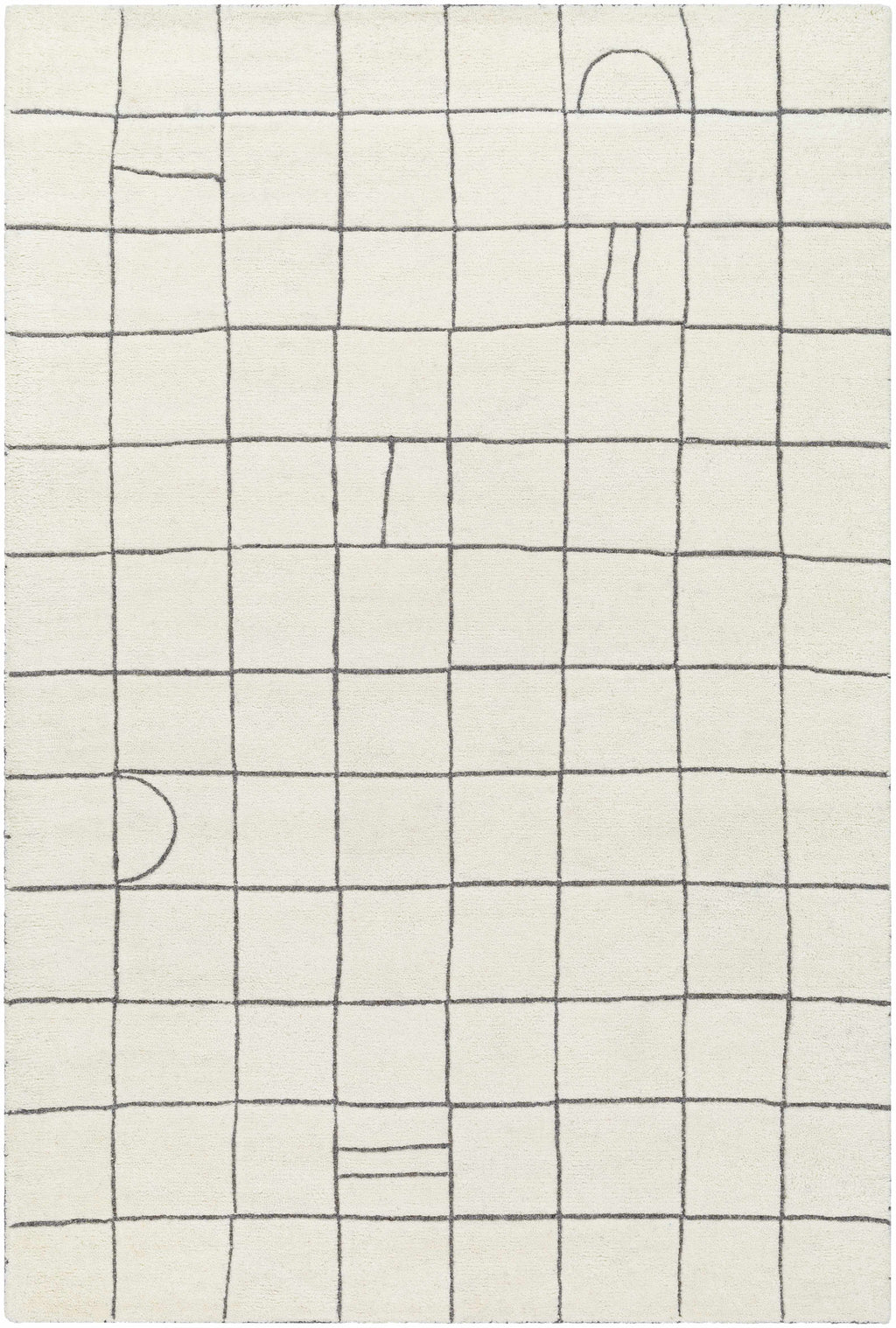 Tanya Pearl White Grid Wool Rug - Clearance