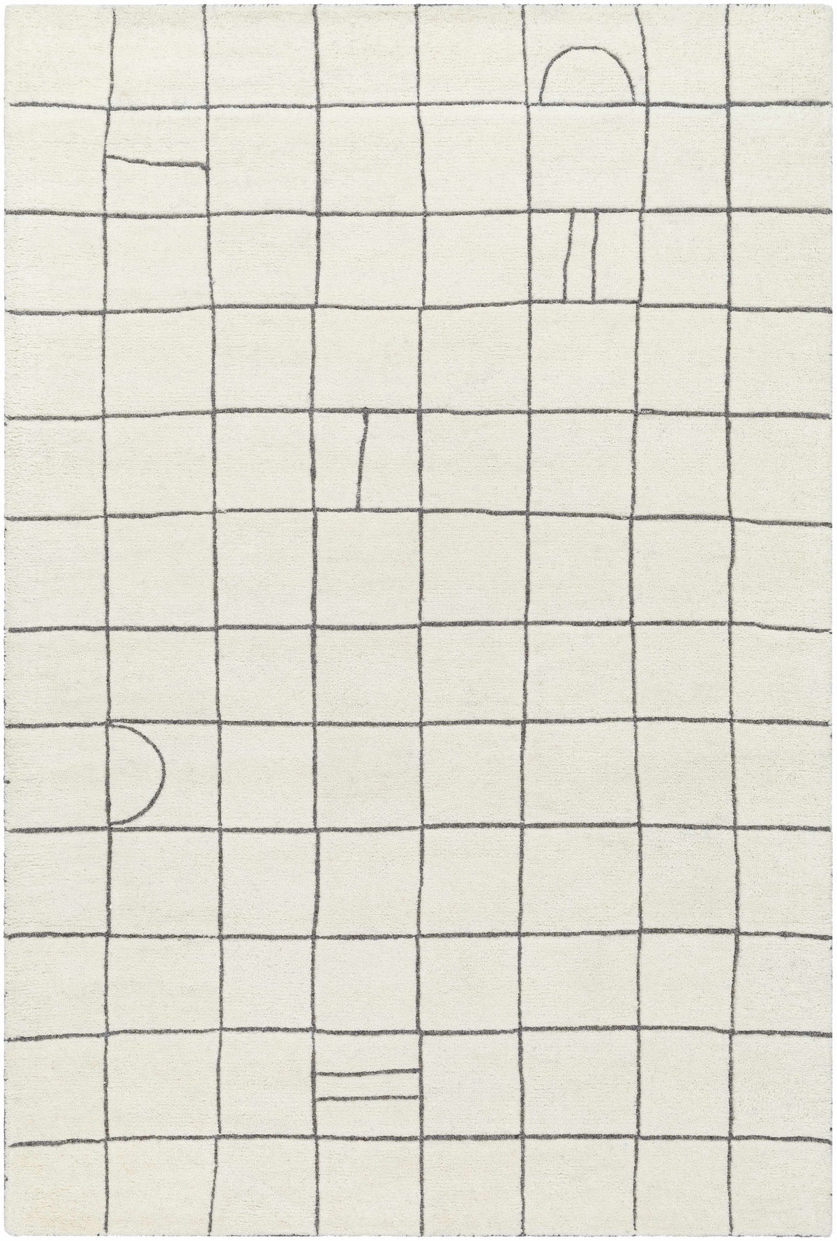 Tanya Pearl White Grid Wool Rug - Clearance