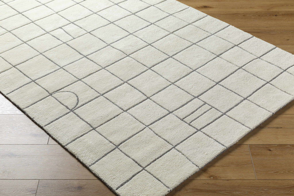 Tanya Pearl White Grid Wool Rug - Clearance