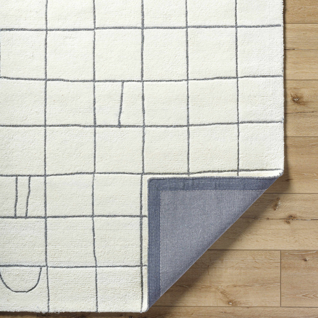 Tanya Pearl White Grid Wool Rug - Clearance