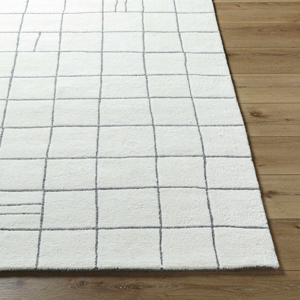 Tanya Pearl White Grid Wool Rug - Clearance