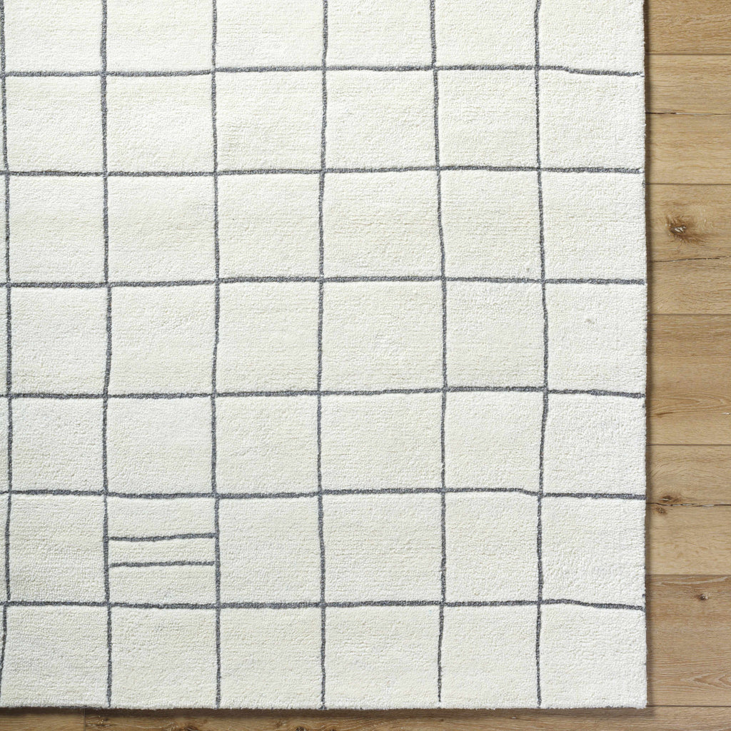 Tanya Pearl White Grid Wool Rug - Clearance