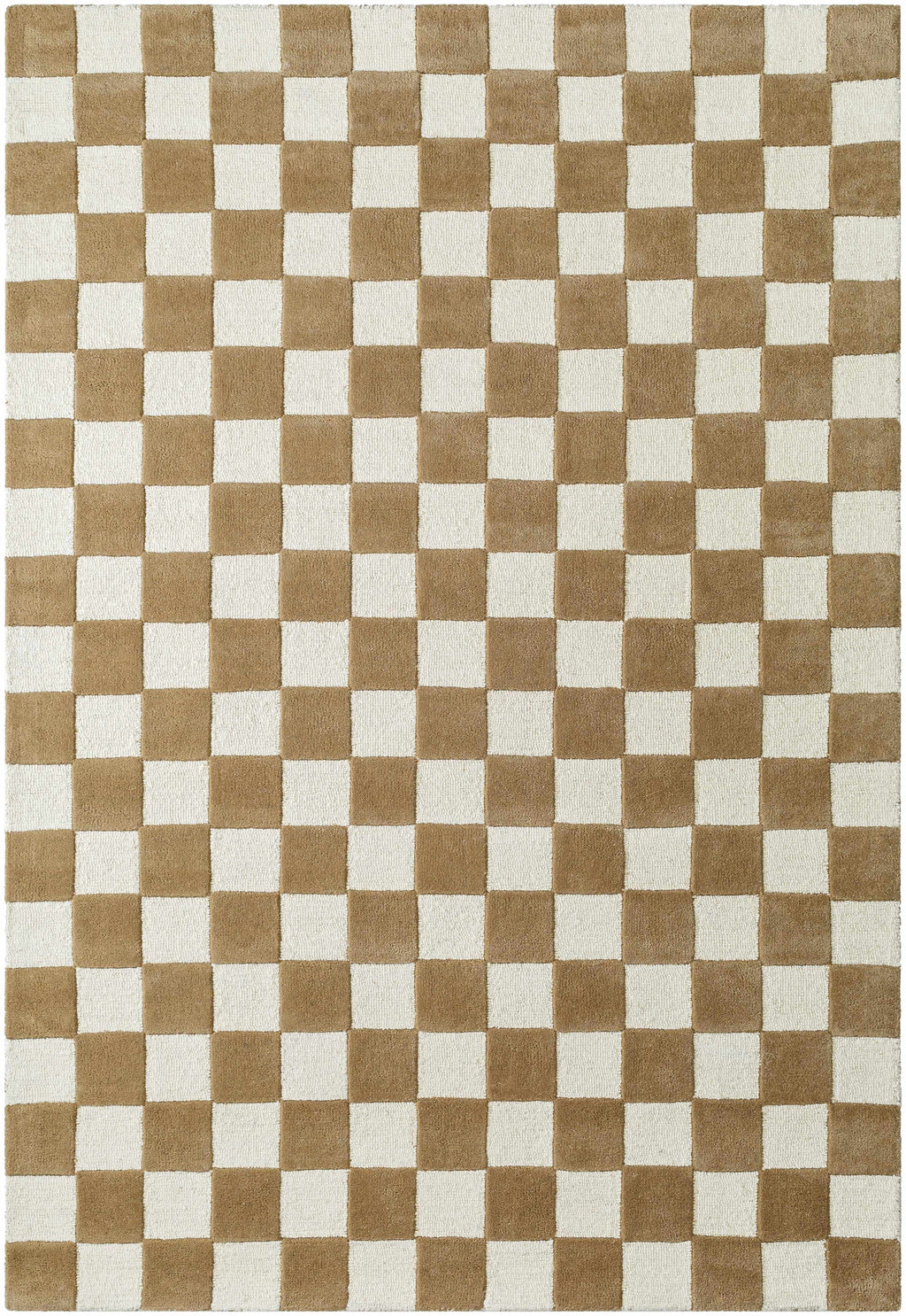 Timin Brown Checkered Wool Area Carpet - Clearance