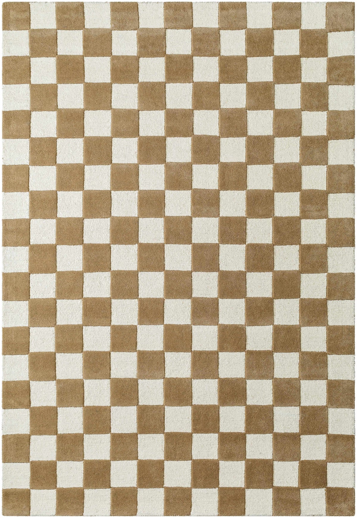 Timin Brown Checkered Wool Area Carpet - Clearance