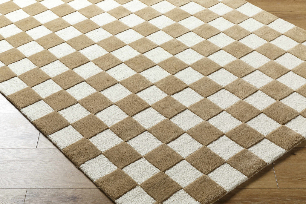 Timin Brown Checkered Wool Area Carpet - Clearance