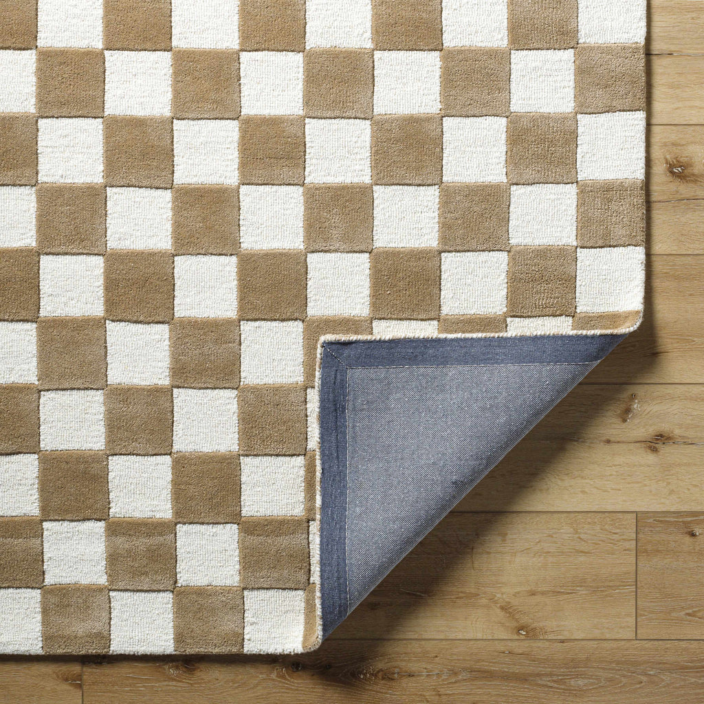 Timin Brown Checkered Wool Area Carpet - Clearance