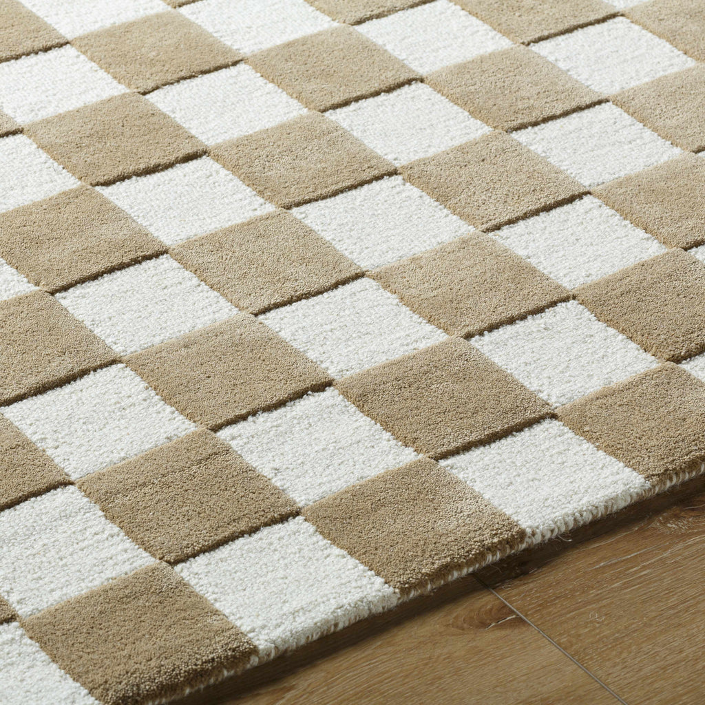 Timin Brown Checkered Wool Area Carpet - Clearance