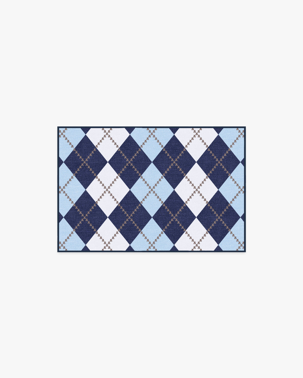 Teddy Bear Argyle Navy & Blue Flatwoven Rug by Humberto Leon