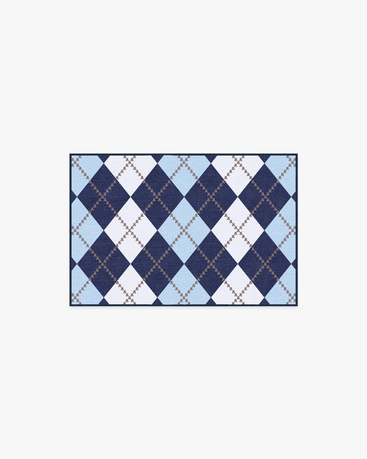 Teddy Bear Argyle Navy & Blue Flatwoven Rug by Humberto Leon