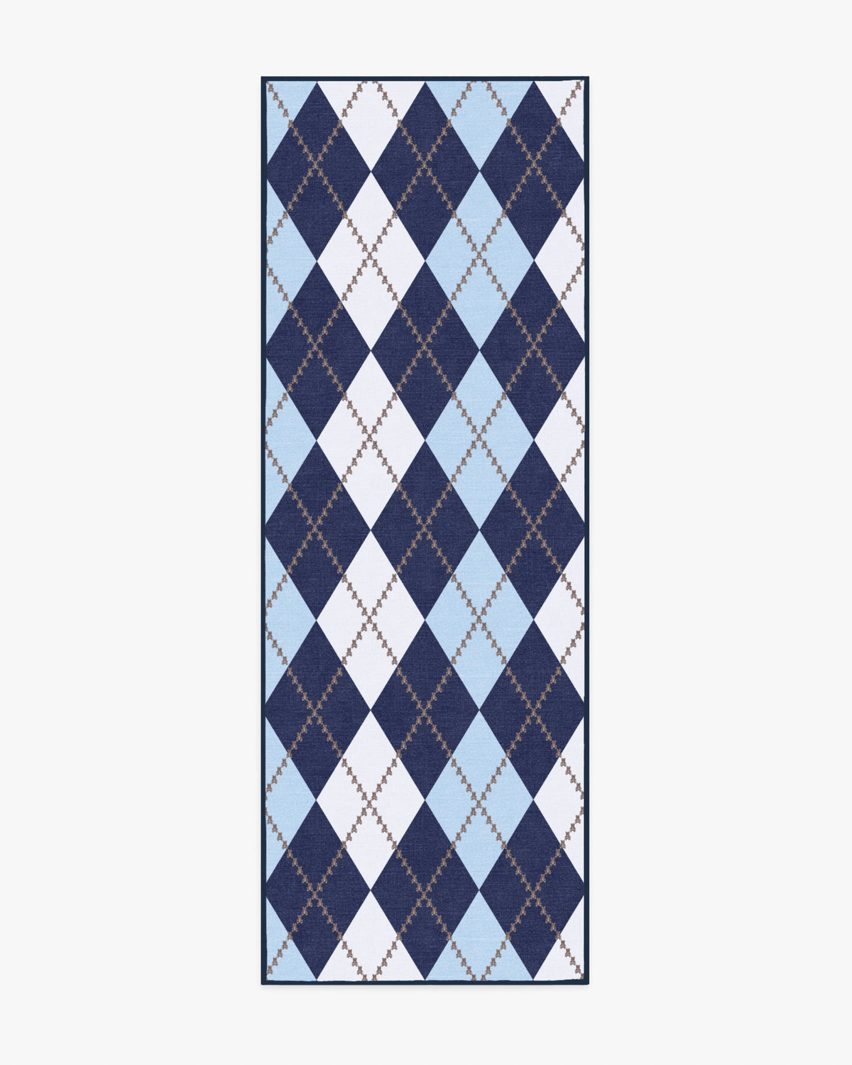 Teddy Bear Argyle Navy & Blue Flatwoven Rug by Humberto Leon