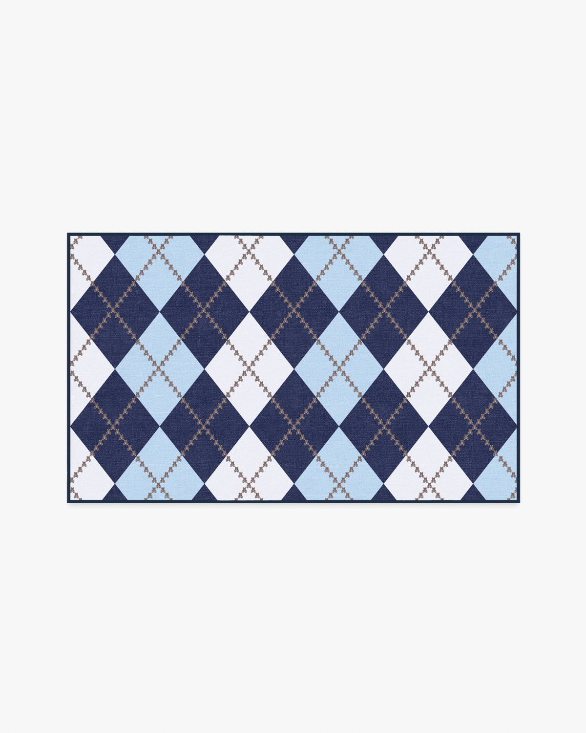 Teddy Bear Argyle Navy & Blue Flatwoven Rug by Humberto Leon