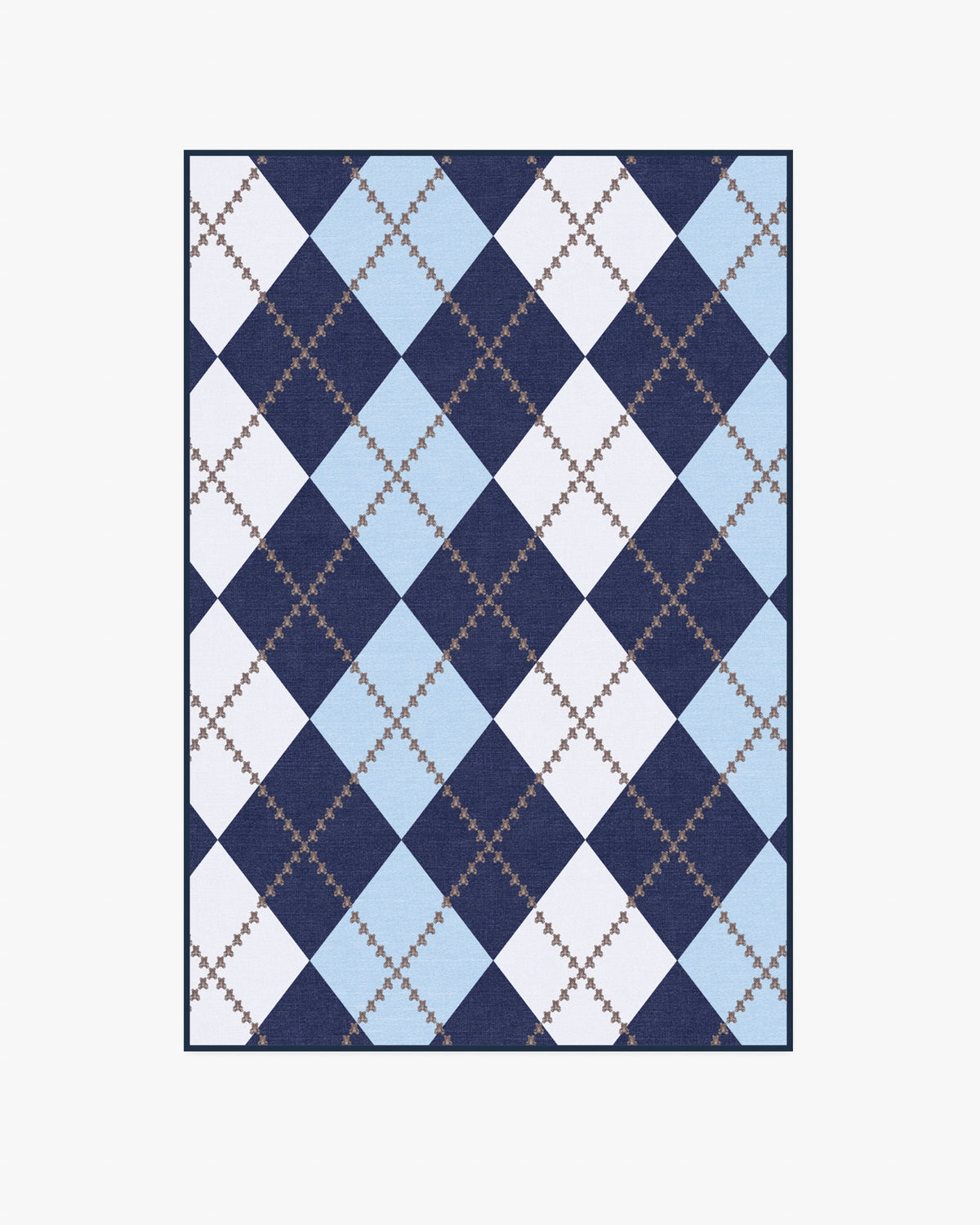 Teddy Bear Argyle Navy & Blue Flatwoven Rug by Humberto Leon