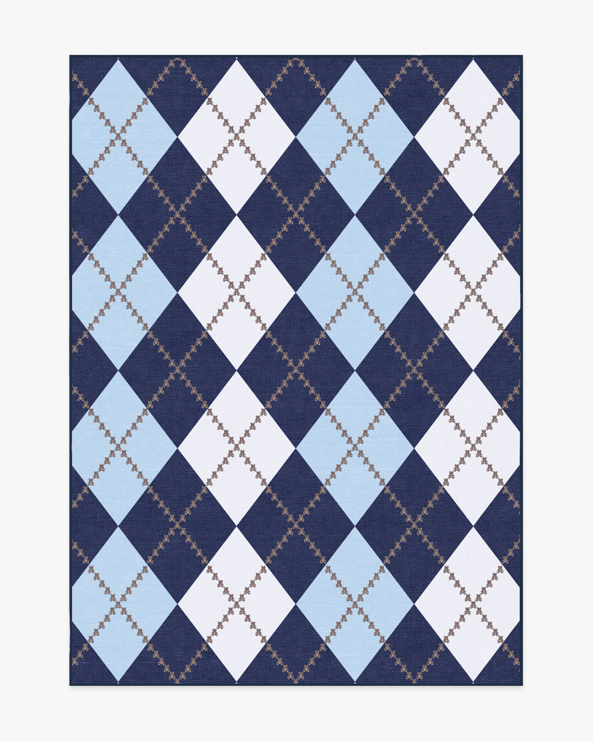 Teddy Bear Argyle Navy & Blue Flatwoven Rug by Humberto Leon