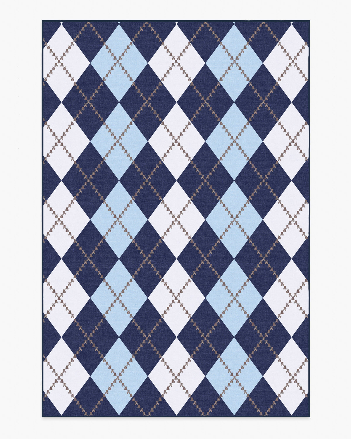 Teddy Bear Argyle Navy & Blue Flatwoven Rug by Humberto Leon