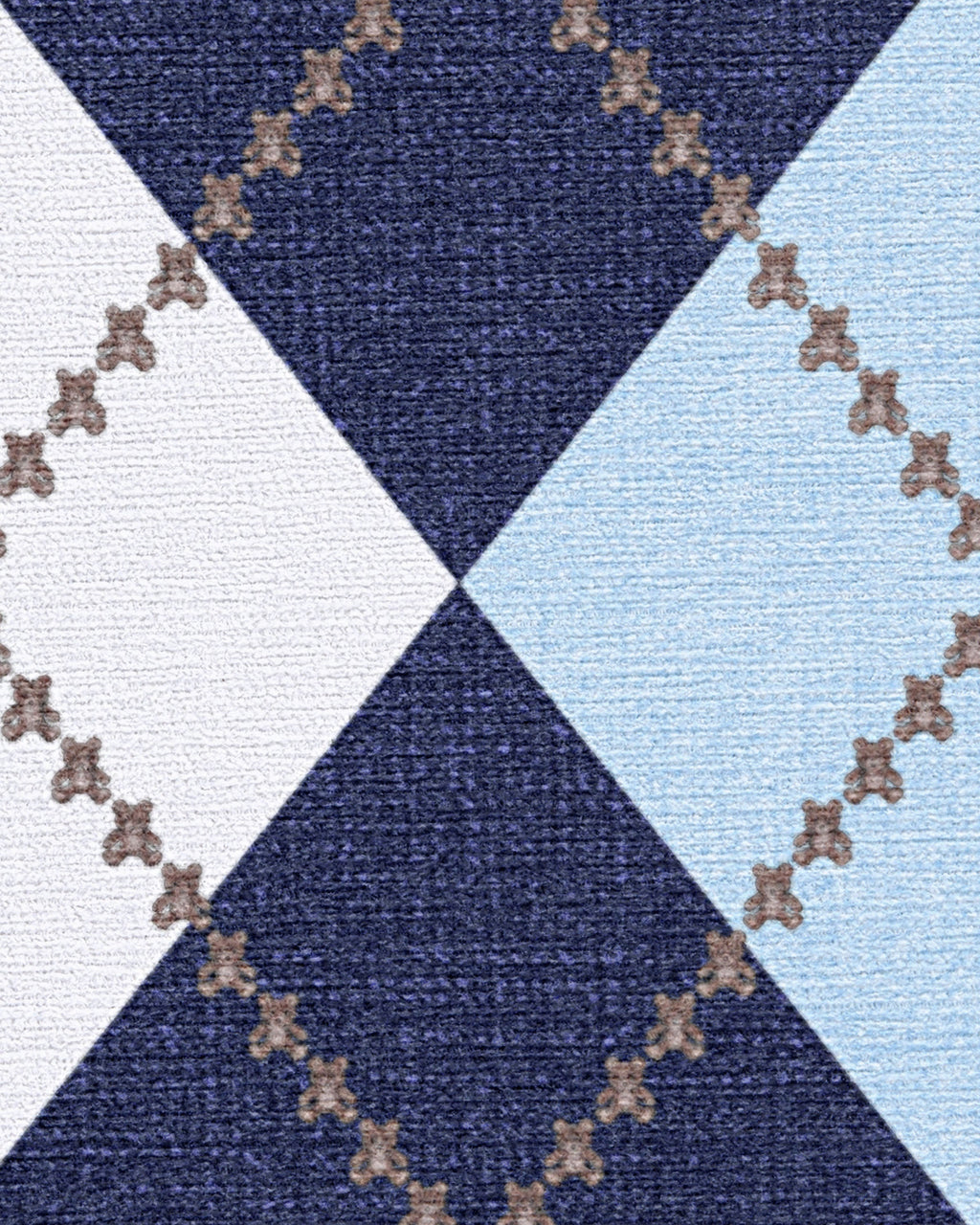 Teddy Bear Argyle Navy & Blue Flatwoven Rug by Humberto Leon