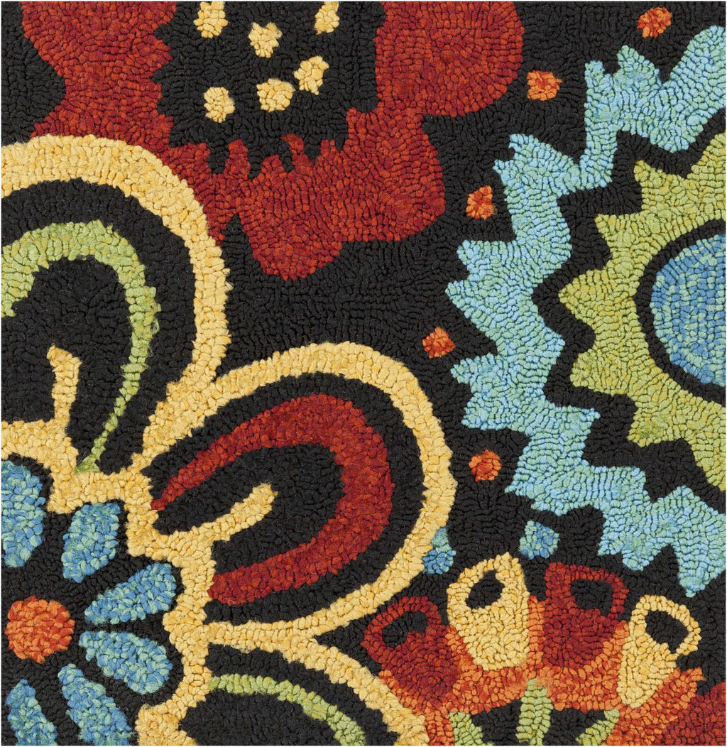 Thaxton Colorful Flowers on Black Outdoor Area Rug - Clearance