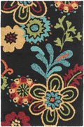 Thaxton Colorful Flowers on Black Outdoor Area Rug - Clearance