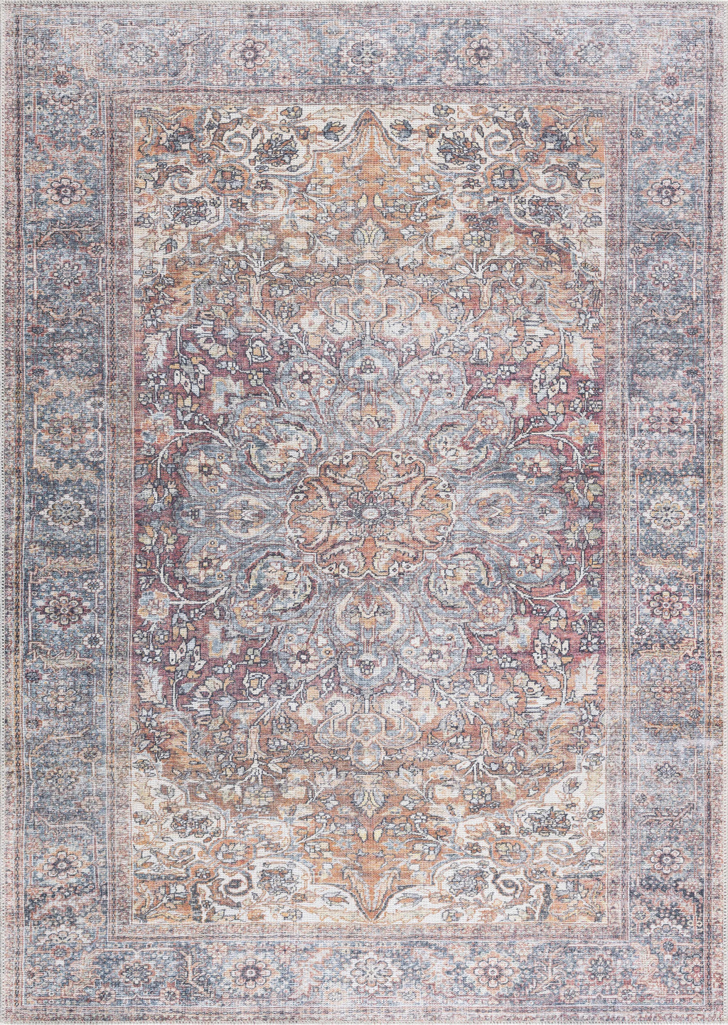 Rust Gardnertown Medallion Washable Area Rug - Clearance