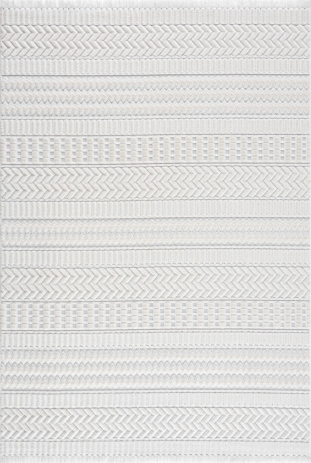 Ivory Cira Textured Trellis Fringe Area Rug - Clearance