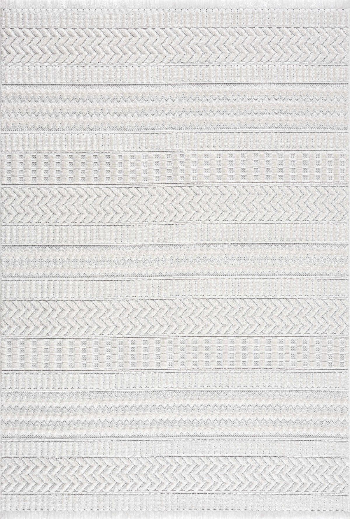 Ivory Cira Textured Trellis Fringe Area Rug - Clearance