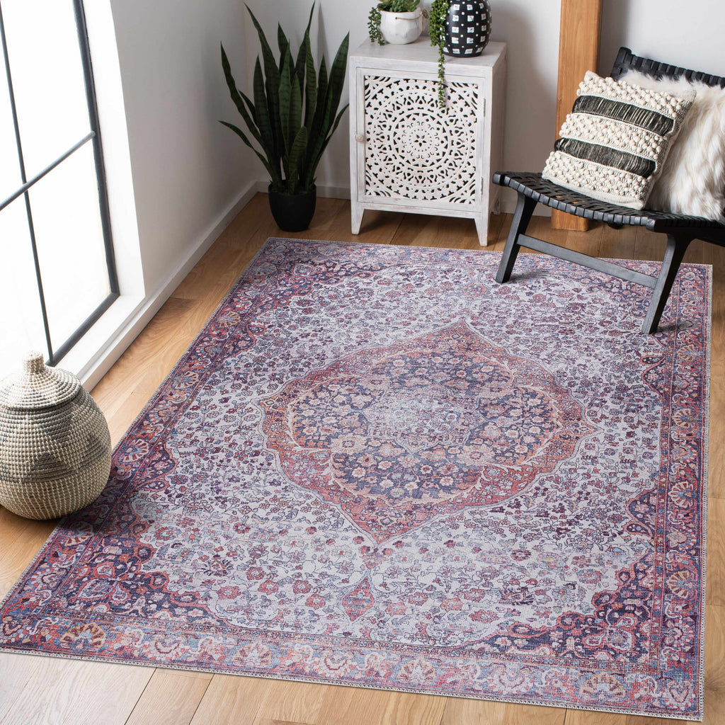 Red Cael Tumble Dry Washable Rug - Clearance