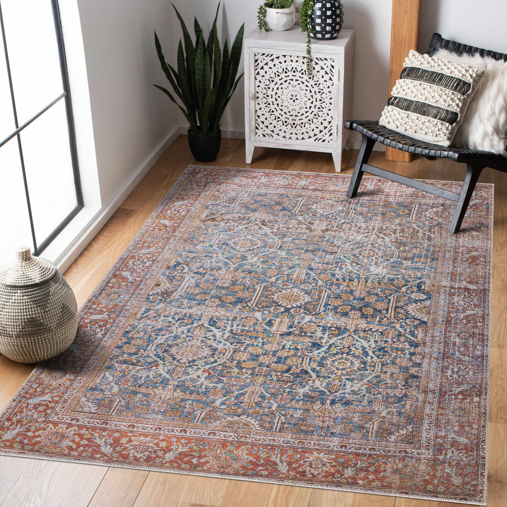 Rust Mair Traditional Washable Area Rug