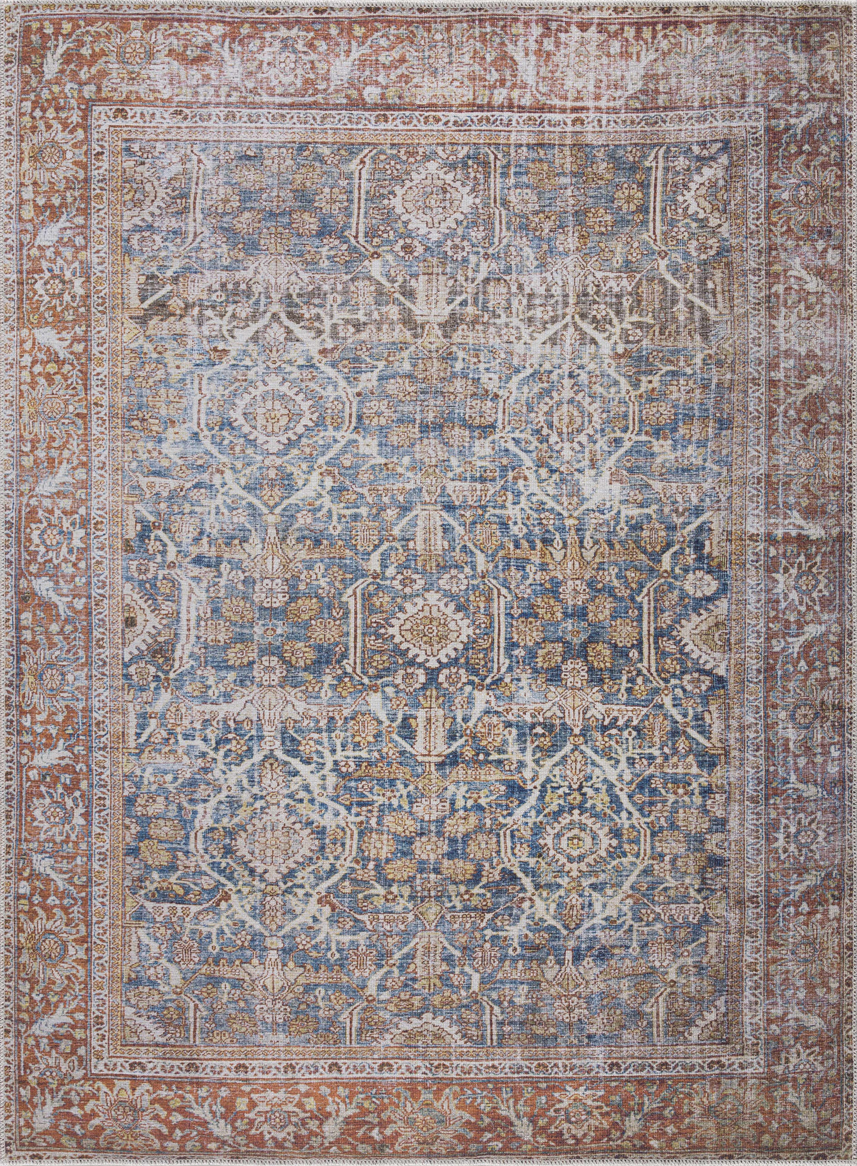 Rust Mair Traditional Washable Area Rug