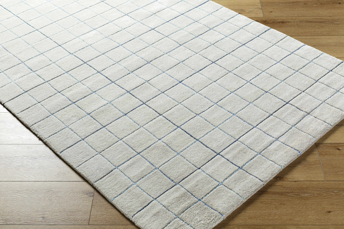 Toshi Beige Grid Wool Rug