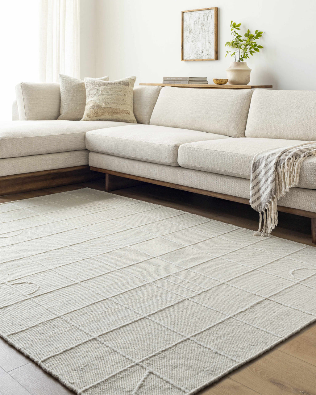Tieve Off White Checkered Area Rug - Clearance