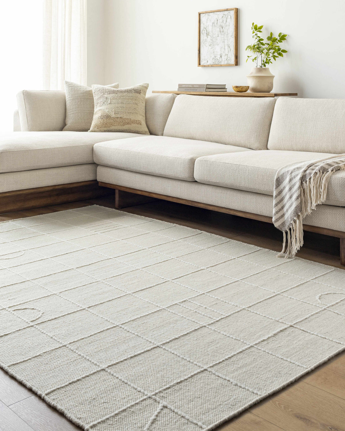 Tieve Off White Checkered Area Rug - Clearance