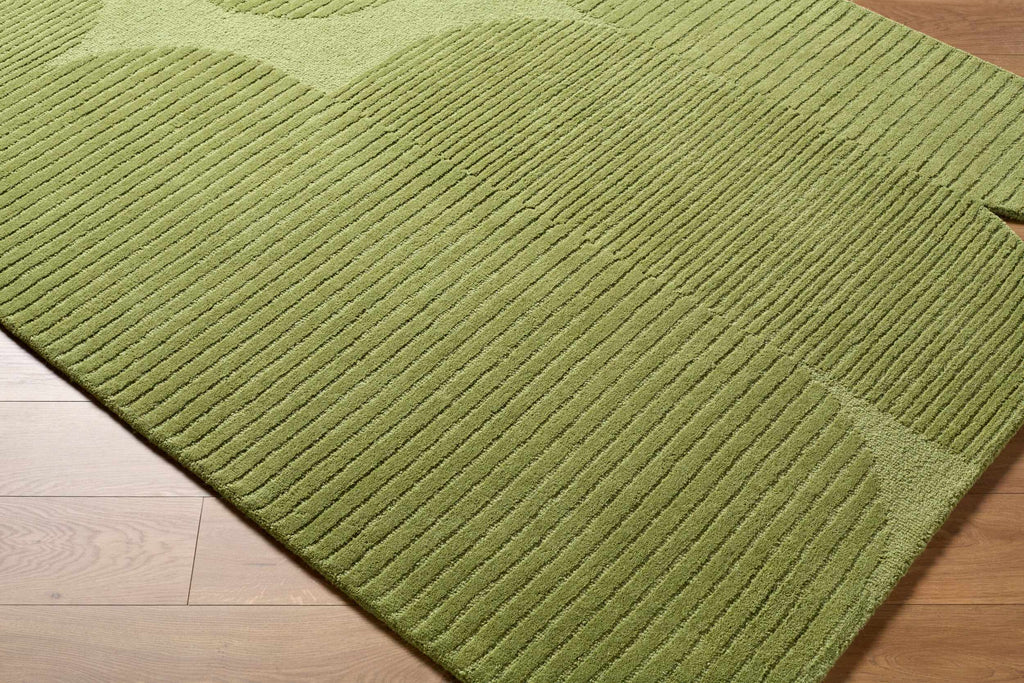 Goci Olive Abstract Hand Tufted Wool Area Rug