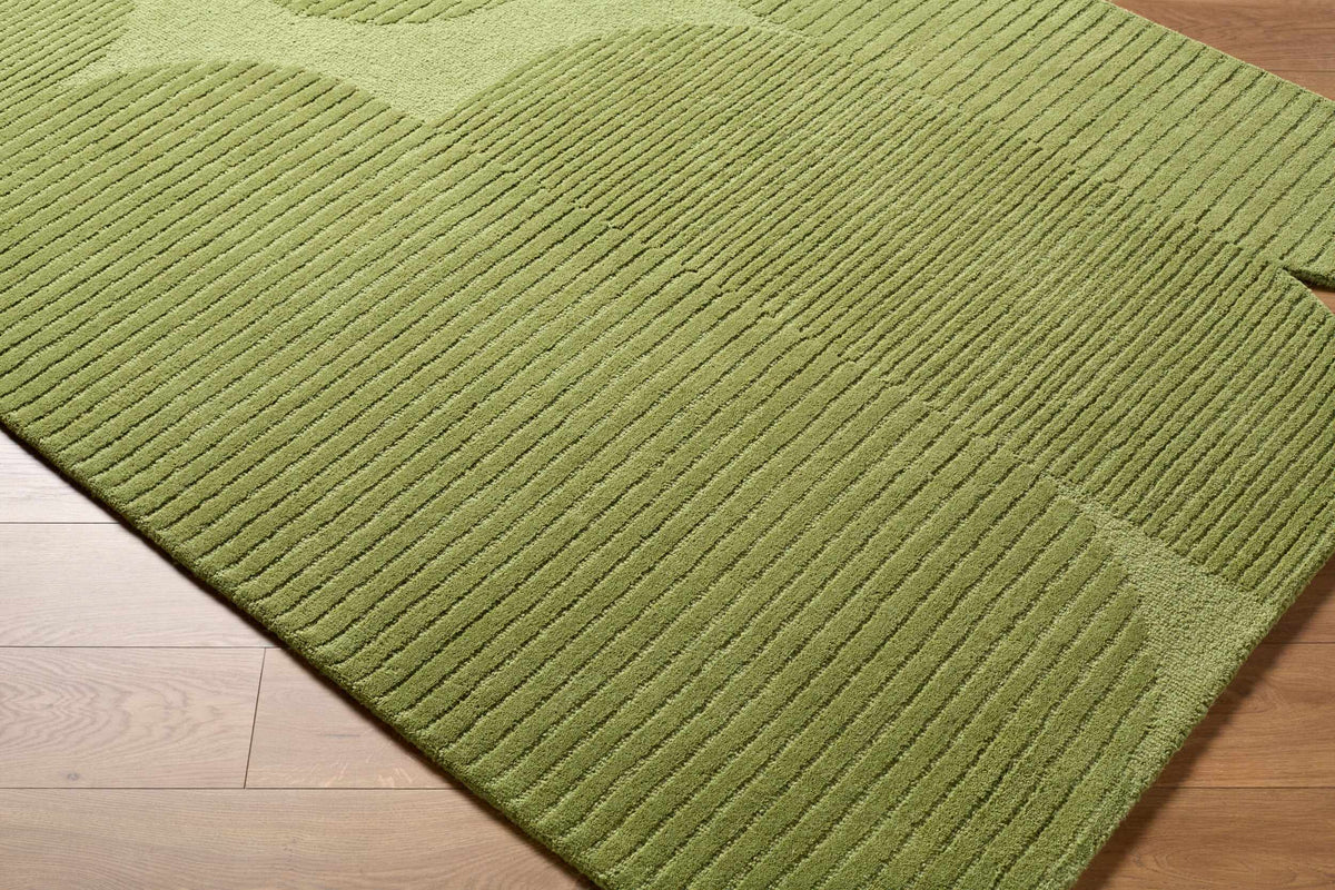 Goci Olive Abstract Hand Tufted Wool Area Rug