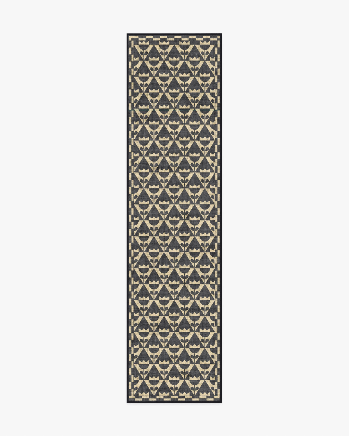 Tulip Heaven Black & Natural Re-Jute Rug by Dan Pelosi