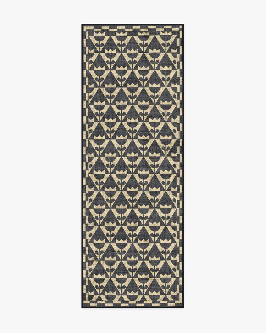 Tulip Heaven Black & Natural Re-Jute Rug by Dan Pelosi