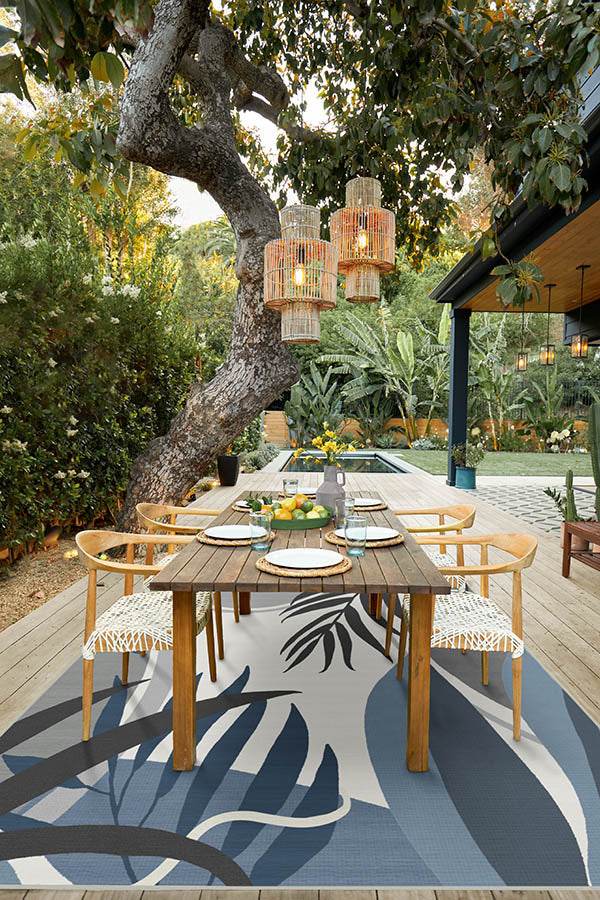 Tulum Ivory Blue Outdoor Rug
