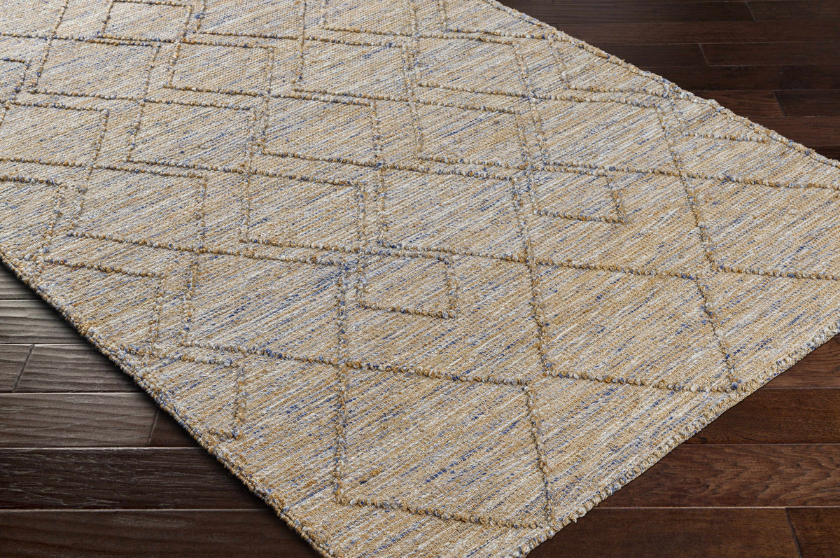 Buse Hand Woven Beige & Blue Area Rug - Clearance