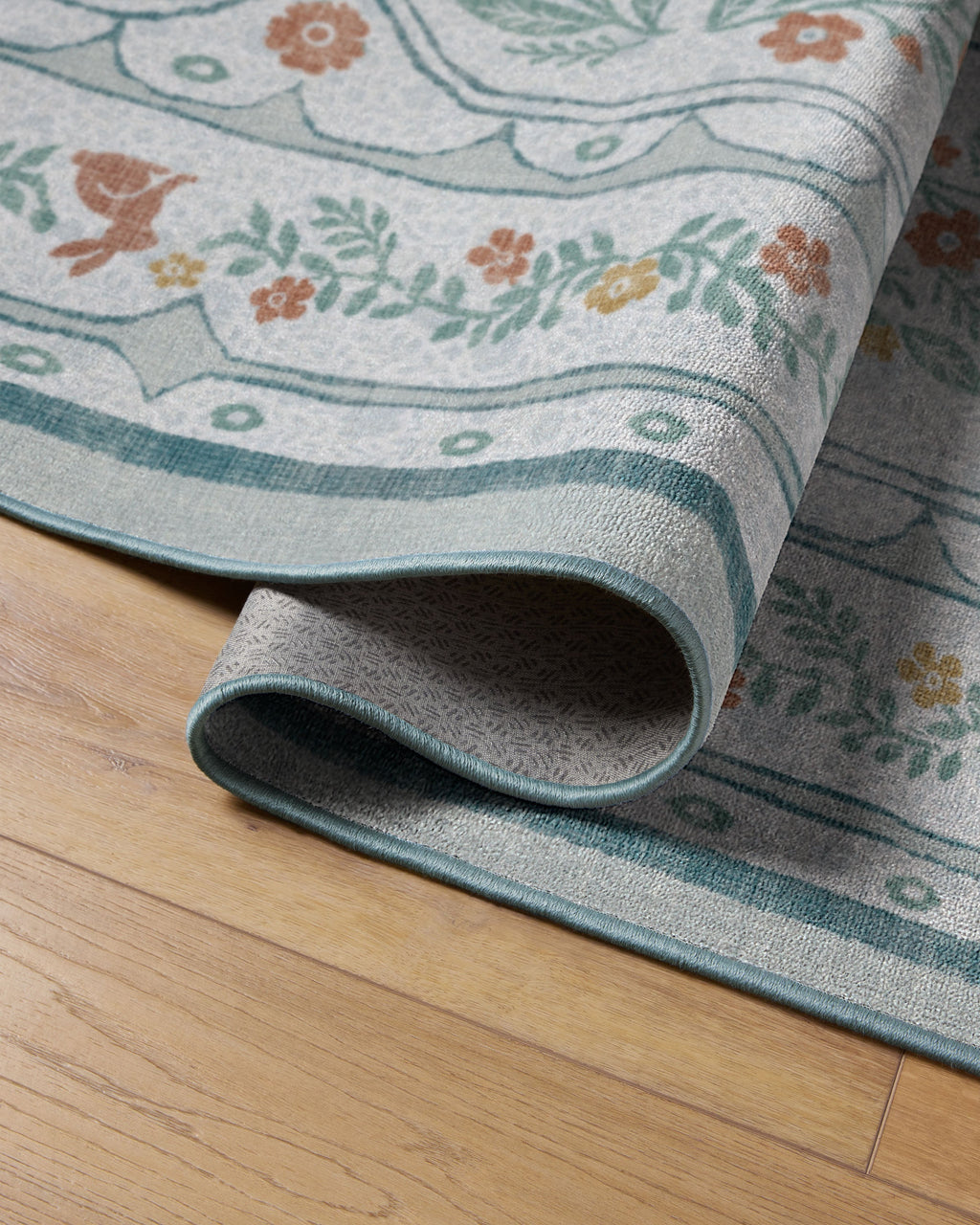 Twin Bunny Border Blue Rug