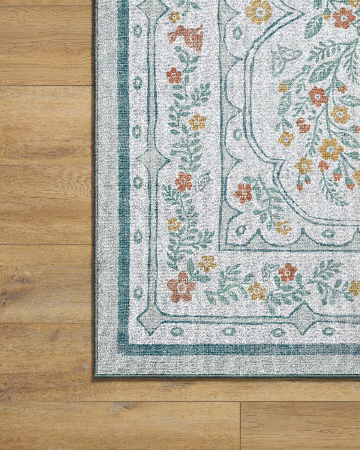 Twin Bunny Border Blue Rug