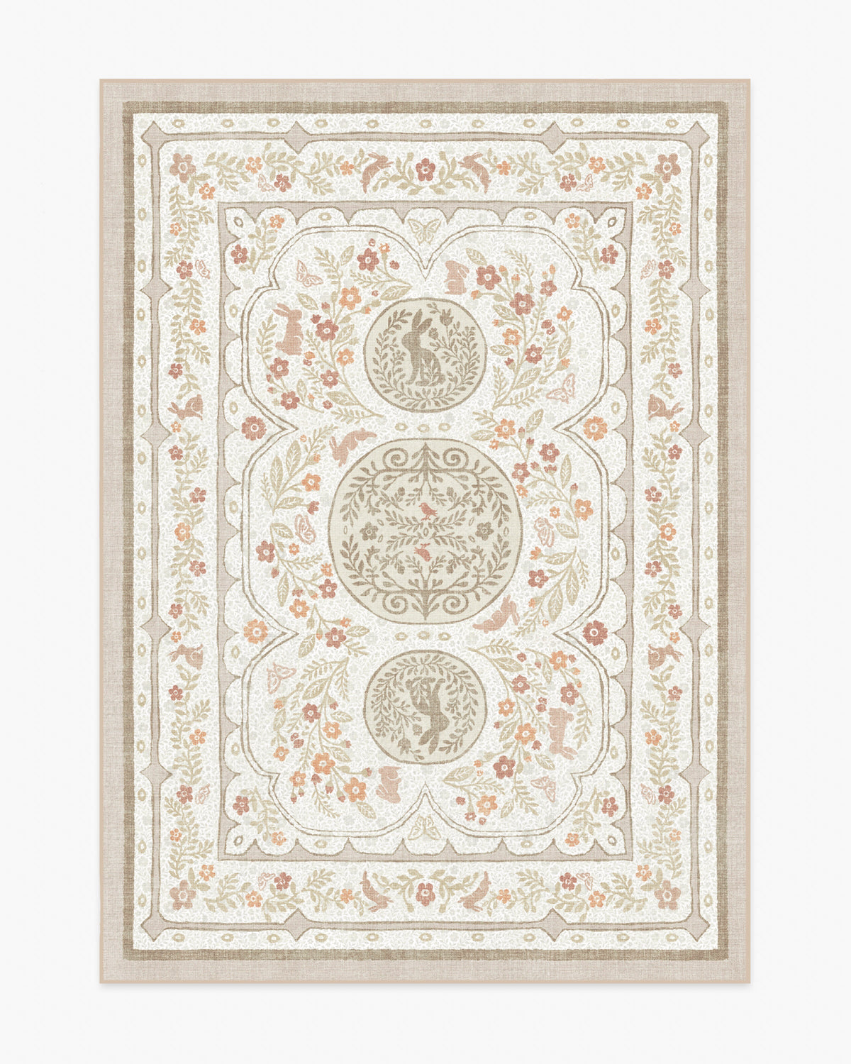 Twin Bunny Border Natural Rug