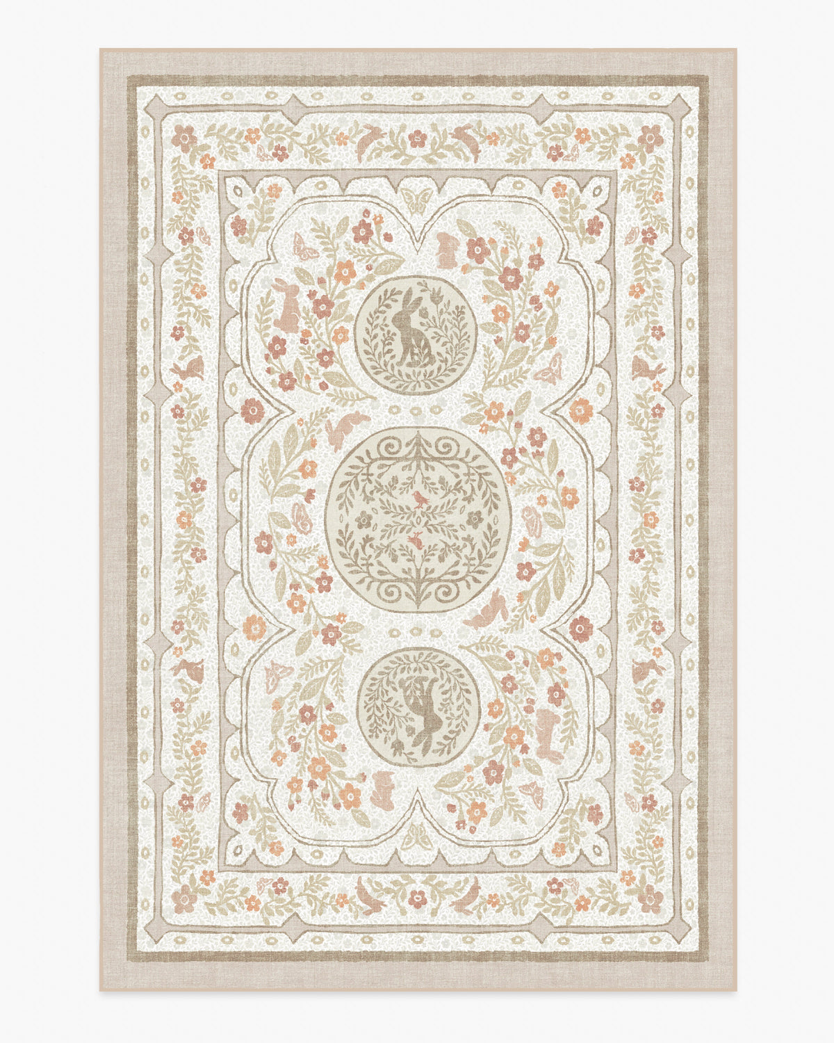 Twin Bunny Border Natural Rug