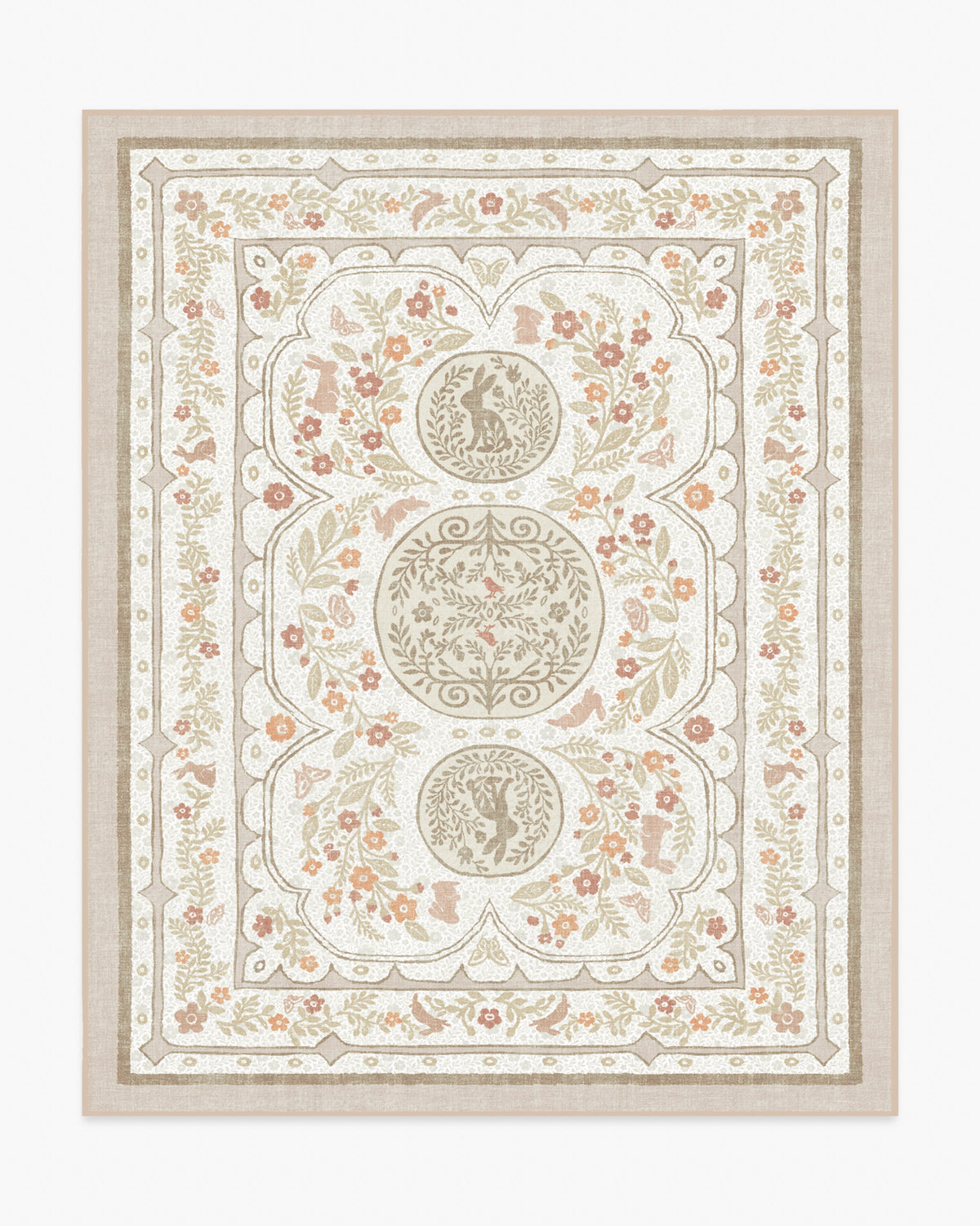 Twin Bunny Border Natural Rug