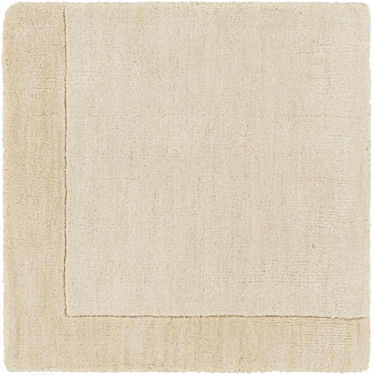 Bordered Solid Wheat Cream Wool Rug