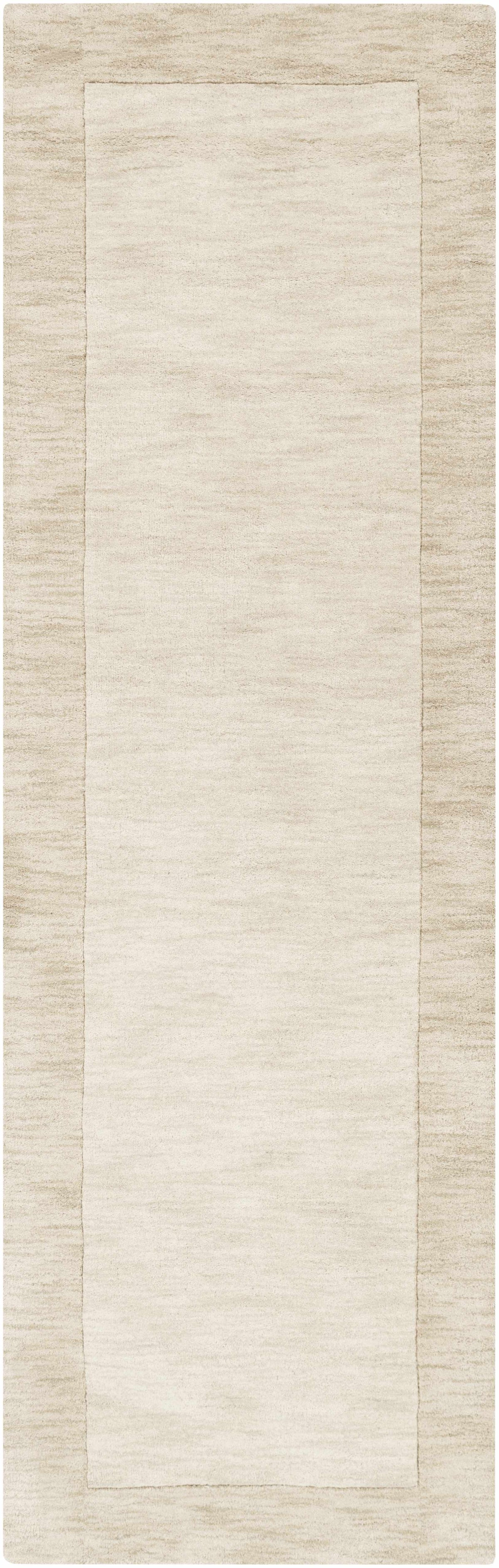 Bordered Solid Wheat Cream Wool Rug