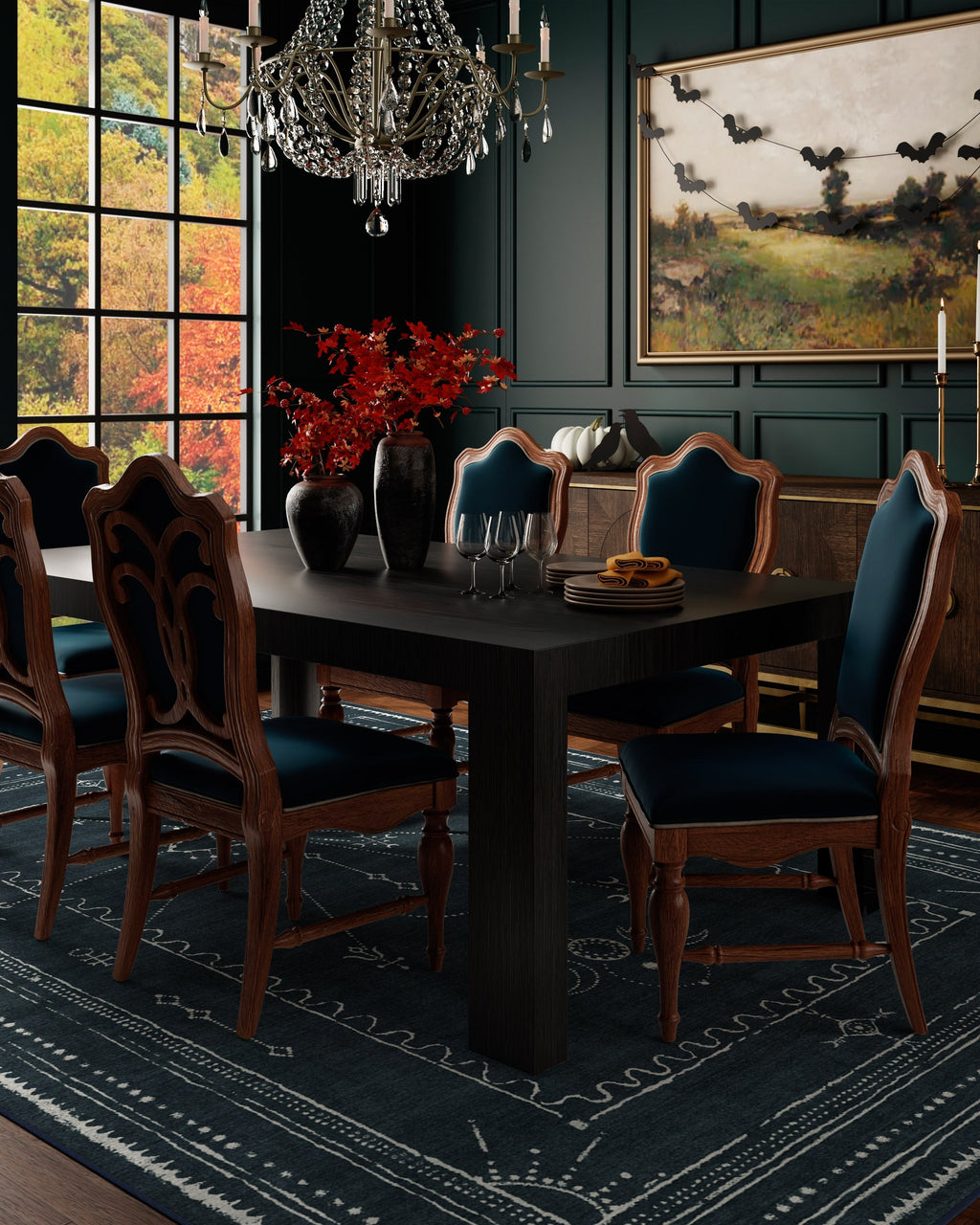 Velith Midnight Blue Flatwoven Rug